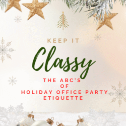 “Holiday office party etiquette guide: tips on dress code, behavior, networking, alcohol etiquette, and how to avoid common workplace party mistakes.”
